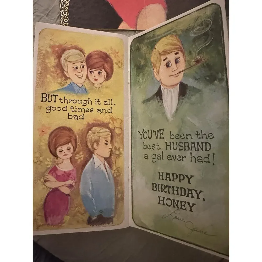 Vintage birthday Card For Husband Brand Laurel Made USA
